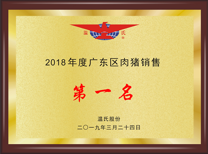 2018年度广东区肉猪销量第一名